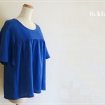 royal blue*　リネンの バタフライスリーブ ブラウス