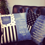 スターストライプカリフォルニアスタイルステンシルデニムリメイククッションカバー