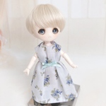 *露草色*花柄ゆったりワンピース【ねんどろいど/オビツ11】