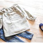 【サンプル価格】【90サイズ】☆フリルスモックチュニック☆スモークミント
