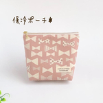 お出かけ♡保冷ポーチ　リボン柄（ピンク）ポーチ　北欧