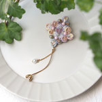 ＜ビーズ刺繍ブローチ＞タティングレース/レインボー/パステルカラーのブローチ/プレゼント/ギフト