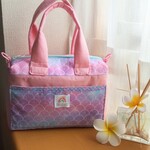 ハワイアンバッグ　ミニボストン　カラフルマ－メイド　ピンク