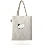 北欧風　ひつじ柄　ボタンアート　A4ぺたんこトートバック
