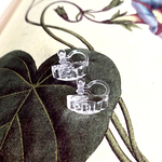 vintage クリアガラスのノンホールピアス