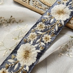 インド刺繍リボン　花　インド刺繍　スパンコール　刺繍リボン　リボン　りぼん　※普通郵便はお届けに1週間近くかかります。お急ぎの方は必ずクロネコヤマトをお選びください