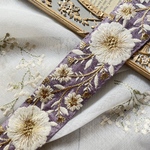 インド刺繍リボン　花　インド刺繍　スパンコール　刺繍リボン　リボン　りぼん　※普通郵便はお届けに1週間近くかかります。お急ぎの方は必ずクロネコヤマトをお選びください
