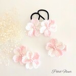 桜 🌸【bタイプ】 花びらハート♡  さくら  ベビー ヘアクリップ  ヘアピン / ヘアゴム