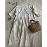 数量限定　エンブロイダリーフラワーレース　タックワンピース