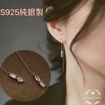 Sv925 シンプル　スーキマと長方形CZダイヤ　チェーンピアス　アメリカンピアス　silver925 金アレ対応