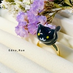 黒猫ちゃんといつも一緒リング💍 フリーサイズ 送料無料　おすわり猫　レジン