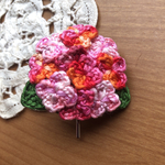  あじさいポニーフック 赤ピンク系