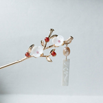 花枝のかんざし　シェル花とレッドアゲートの簪　かんざし　和装髪飾り　