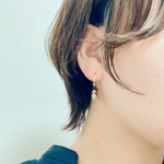 42 痛くないイヤリング 2way 天然石３連イヤリング（ラピスラズリ・タイガーアイ・水晶）