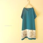 ポンチョ。すそ切り替えワンピース。Wガーゼと野の花。ブルー。【М】