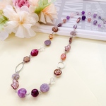 アメジストカラーのチェコビーズロングネックレス