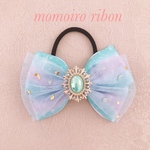  【送料無料】ポニーテール用　ゆめかわチュールのリボン　プリンセスブルー