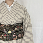 ナチュラルなストライプ綿麻浴衣(生成り)