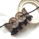 インド刺繍 リボン ポニーフック ラップリボン リボンラップ ブラウン×レース