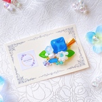 【夏限定作品】紫陽花ビジューのヘアクリップ　ブルー　ヘアアクセサリー　お花　アクセサリー　髪飾り　青　前撮り　成人式　卒業式　七五三