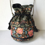 インド刺繍リボンの巾着ショルダーバッグ M