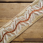 1mカット済【インド刺繍リボン】シルク　リーフ　リボン　りぼん【アイボリー】
