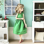  リカちゃん服；グリーンのワンピース（22サイズ）