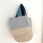 エコアンダリヤ×布のバッグ　ブルー