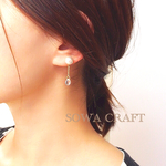 再…clearドロップとコットンパールのピアス
