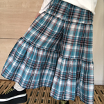 人気♡【定番】ギャザーたっぷりガウチョ☆ターコイズブルーチェック柄