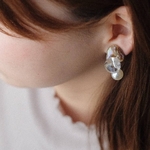 【人気再再...販】淡水シェルピアス／イヤリング パール 一点物  つぶつぶピアス