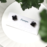 美濃焼お花ミニピアス（ブラック）※金具の変更可能