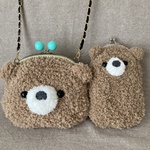 b様オーダー　ふわふわブラウンくまさんガマ口スマホポーチ&ミニガマ口ショルダーバッグ🧸