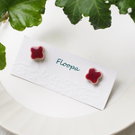 美濃焼お花ミニピアス（ワイン）※金具の変更可能