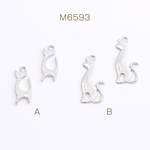 M6593-A 24個  メタルチャーム 猫 全2種 ロジウム  3X（8ケ）