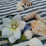 プルメリアのヘアゴム＊ブルー＊初夏、夏に～