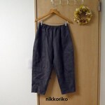 スラウチパンツ　リネン　グレイッシュブラウン