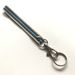 真田紐キーホルダー（青色白筋柄・長さ１５ｃｍ）送料込価格