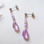 クリアパープルドロップピアス
