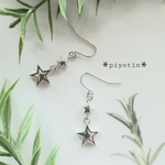 [送料無料]星&星ピアス＊スターピアス＊シルバーカラー