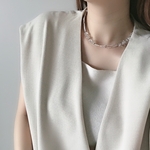crystal×white bijou necklaceビーズネックレス　ステンレスネックレス　マンテルネックレス　チェーンネックレス　シルバーネックレス　チョーカー