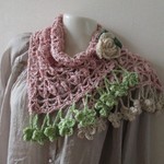 花フリンジの2WAYストール⑧・ピンク・1A