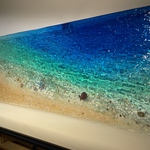  壁掛けアートパネル  エメラルドブルーシー　minamoビーチ 70×30