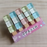 ガラスタイルの木製クリップ#2306　5個　　　パステルカラー②　マグネット付
