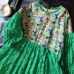 ポコポココットンと蝶々のワンピ♪グリーン
