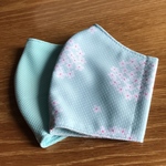大人用夏マスク(2枚セット)水色　花柄