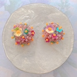 お花のスパンコールのピアス/イヤリング