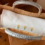 手刺繍リネンのクロス2枚セット(A)