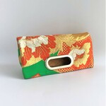 ◆お値下げ中◆帯ﾘﾒｲｸ 2wayクラッチバッグ／大花が鮮やか／スクエアバッグ／パーティーバッグ／バッグインバッグ／グリーン／obi/kimono/bag/8