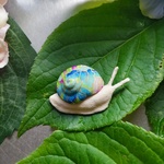 和布ブローチ カタツムリ🐌②ブルー系